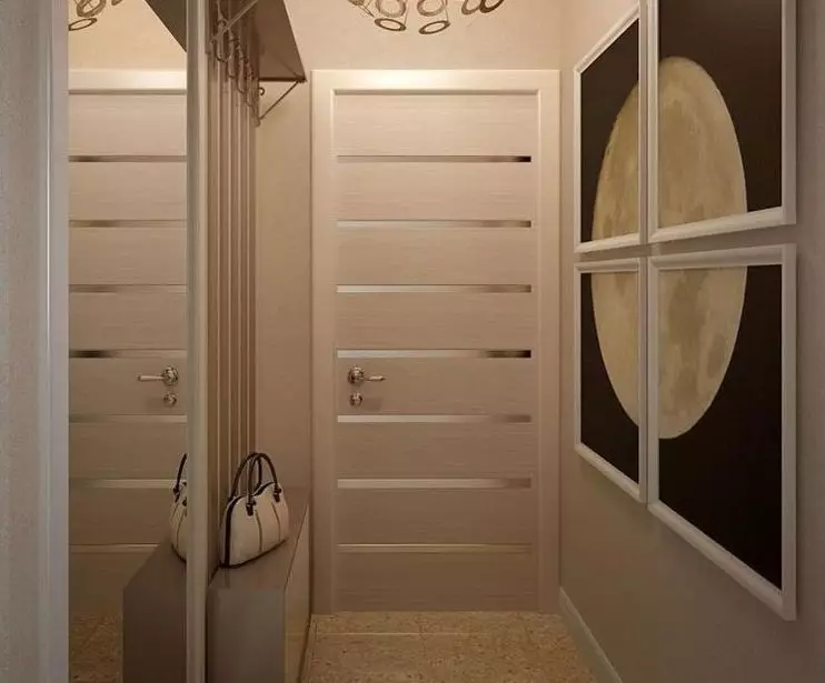 狹窄的走廊大廳（74張照片）：公寓設計中的鏡子走廊，內置角度家具深度30厘米和走廊中的模塊化牆 9116_7