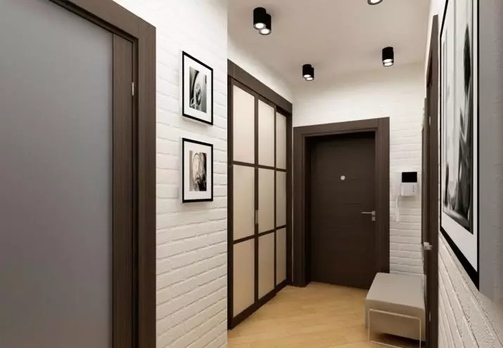 एक संकीर्ण गलियारे के लिए हॉल (74 फोटो): अपार्टमेंट डिजाइन में एक दर्पण के साथ हॉलवे, अंतर्निहित कोणीय फर्नीचर गहराई 30 सेमी और गलियारे में मॉड्यूलर दीवारें 9116_71