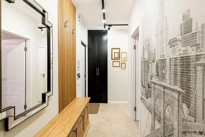 狹窄的走廊大廳（74張照片）：公寓設計中的鏡子走廊，內置角度家具深度30厘米和走廊中的模塊化牆 9116_72