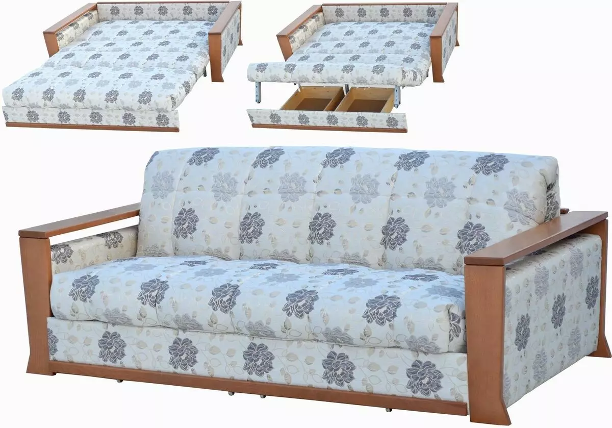 Sofa-Akkordeon auf Metallrahmen: mit orthopädischer Matratze und unabhängige Federn, mit einer Box für Bettwäsche und andere, Fabriken 9117_12