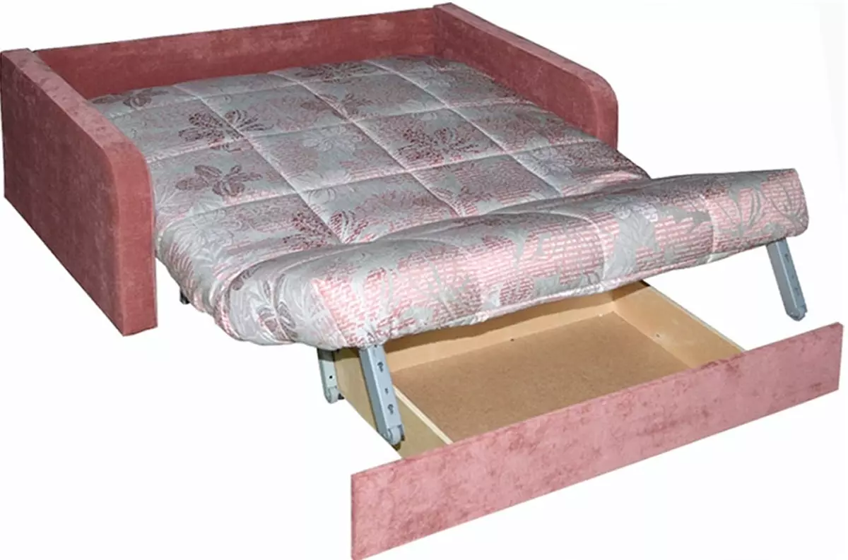 沙发手风琴在金属框架上：用矫形床垫和独立泉水，带亚麻和其他盒子，工厂 9117_32