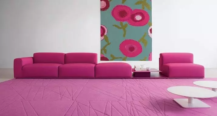 Sofás rosa: exemplos no interior, cor sucia e po-rosa, rosa suave e gris, rosa pálido e outros tons 9119_10