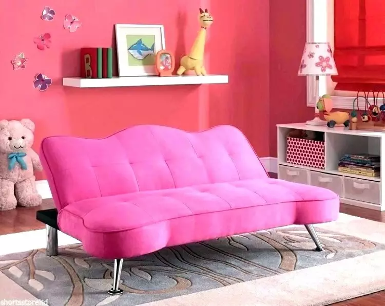 Sofás rosa: exemplos no interior, cor sucia e po-rosa, rosa suave e gris, rosa pálido e outros tons 9119_21