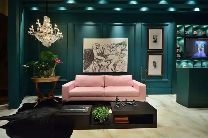 Ružičaste sofe: Primjeri u unutrašnjosti, prljavoj i prašini-ružičastoj boji, mekoj i sivoj ružičastoj, blijedi ružičastim i drugim nijansama 9119_32