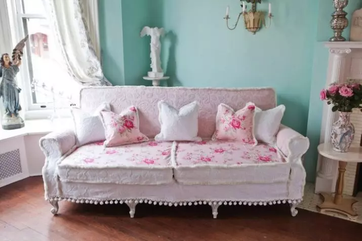Ružičaste sofe: Primjeri u unutrašnjosti, prljavoj i prašini-ružičastoj boji, mekoj i sivoj ružičastoj, blijedi ružičastim i drugim nijansama 9119_40