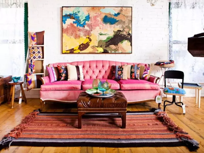 Ružičaste sofe: Primjeri u unutrašnjosti, prljavoj i prašini-ružičastoj boji, mekoj i sivoj ružičastoj, blijedi ružičastim i drugim nijansama 9119_50