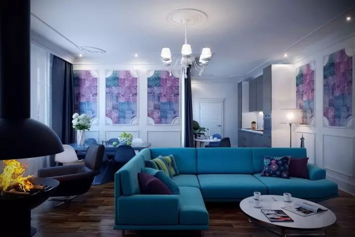 turquesa sofàs (72 fotos): sofà de la cantonada ia l'interior. El cega en forma? sala de disseny amb un color turquesa sofà llit 9133_6