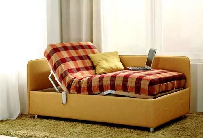 Sofa sofa (59 foto): lipatan dengan backrest dan kotak untuk linen, sofa tunggal kecil dan model lain 9145_31