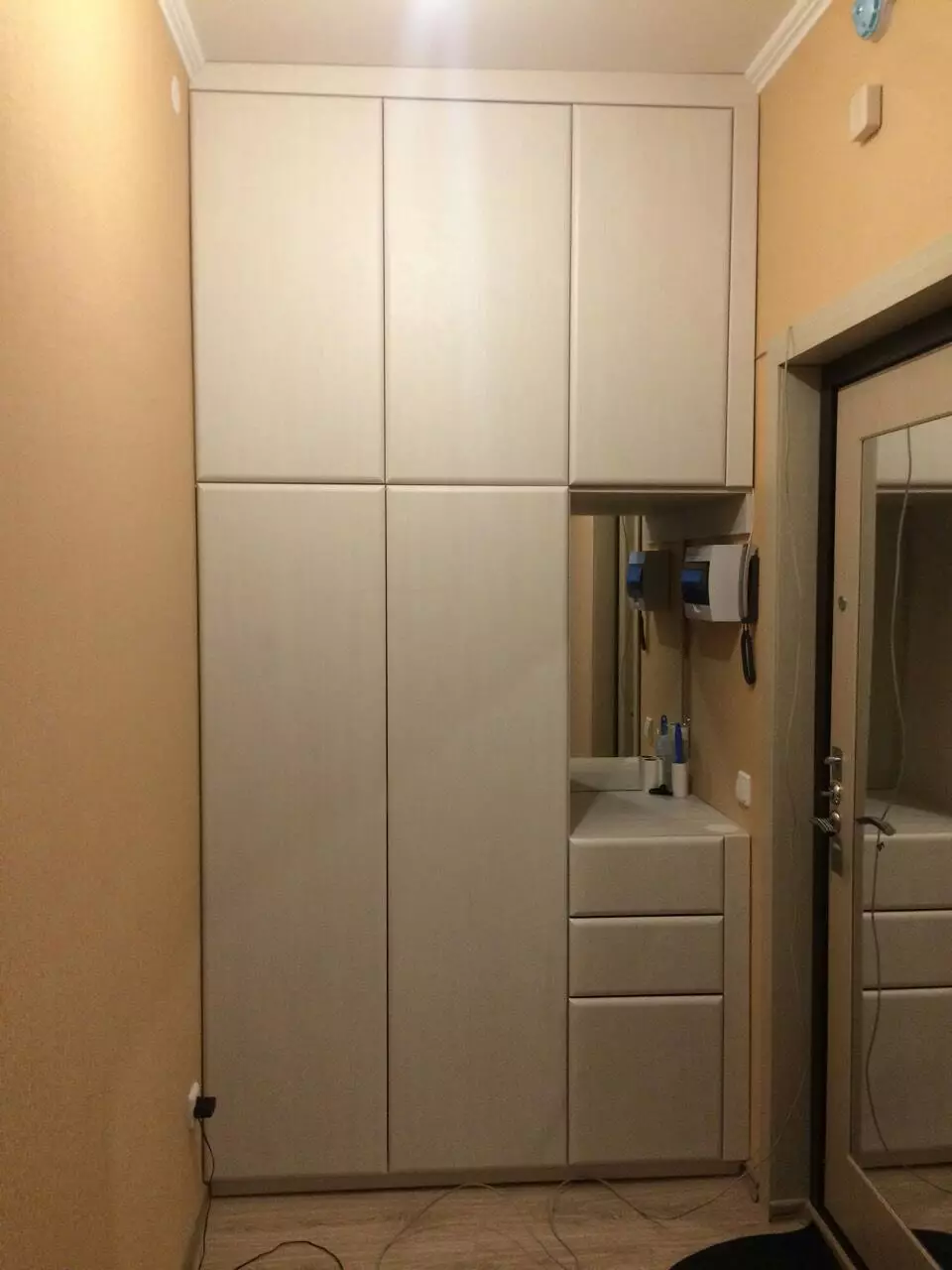 Swing Cabinets en la koridoro (57 fotoj): Revizio de kabinetoj kun svingaj pordoj kaj kun interetaĝo en la koridoro, fasadoj dezajno 9161_23