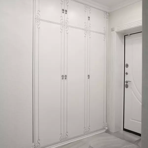 Dulapuri de leagăn în hol (57 fotografii): Revizuirea dulapurilor cu uși swing și cu mezanin în coridor, design fațade 9161_25