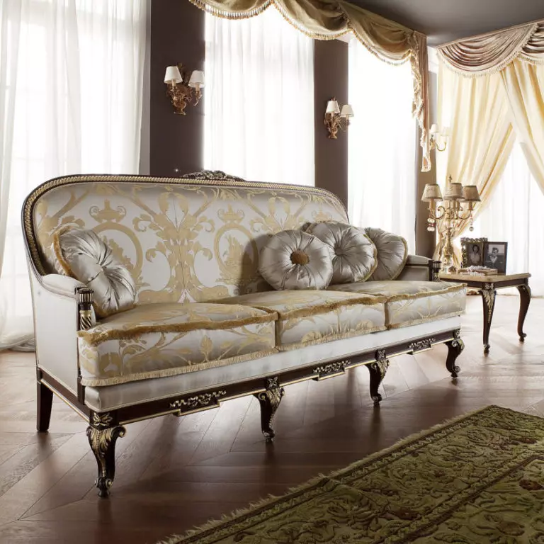 Sofa stili (39 fotoattēli): retro un amerikāņu, itāļu un ķīniešu, neoklasiskā, ampir un klasika 9170_10