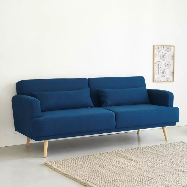 Sofa biru (73 foto): Angular dan Straight. Sofa biru tua di interior abu-abu dan pilihan desain ruangan lainnya. Pilihan bantal, gorden, dan wallpaper 9172_61