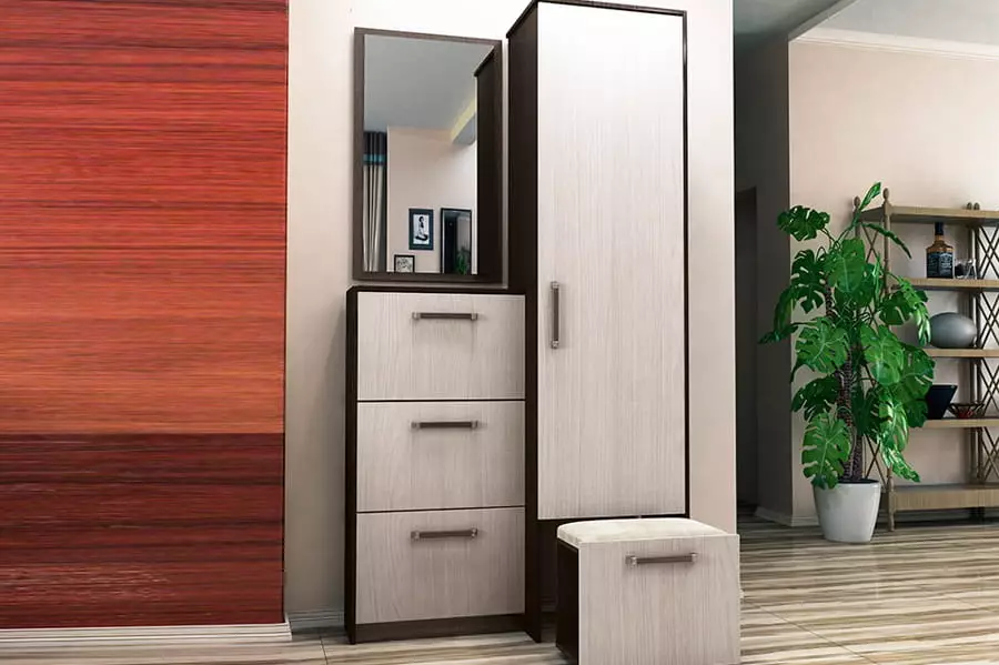 Modulära möbler för en entré (65 bilder): hörnmodul i korridoren, småstora systemdjup till 40 cm, vita väggar, wenge färgmöbler och andra alternativ 9177_12