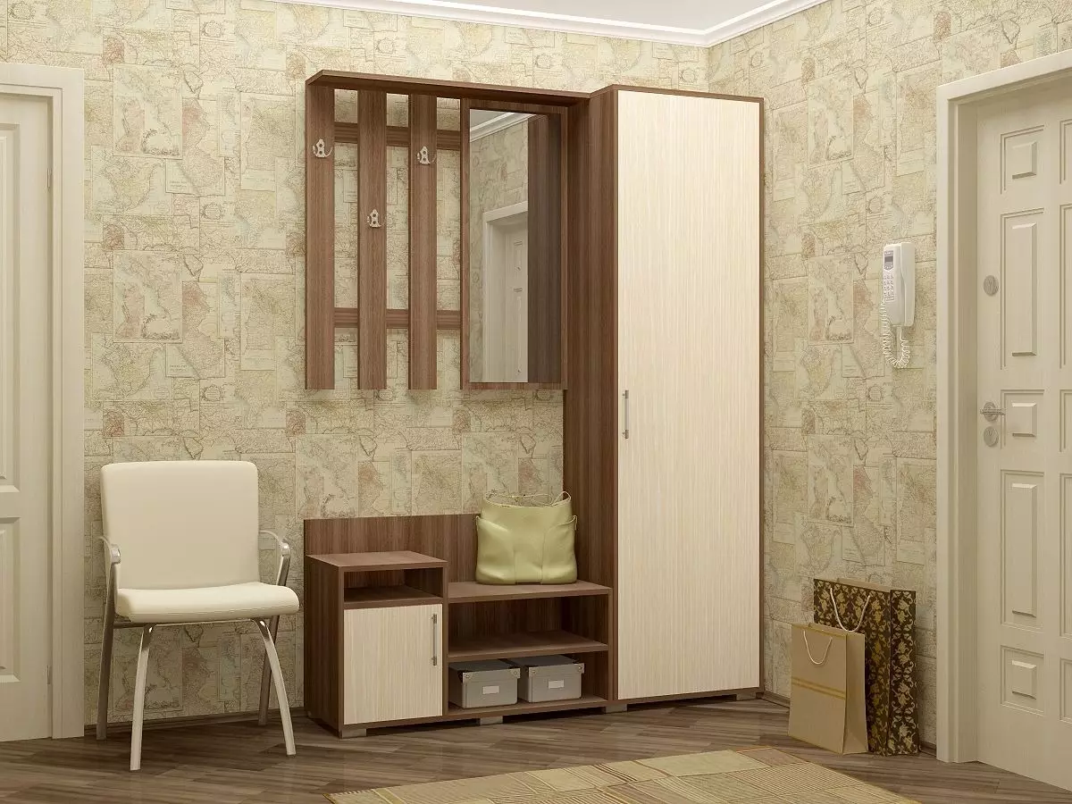 Modulära möbler för en entré (65 bilder): hörnmodul i korridoren, småstora systemdjup till 40 cm, vita väggar, wenge färgmöbler och andra alternativ 9177_18