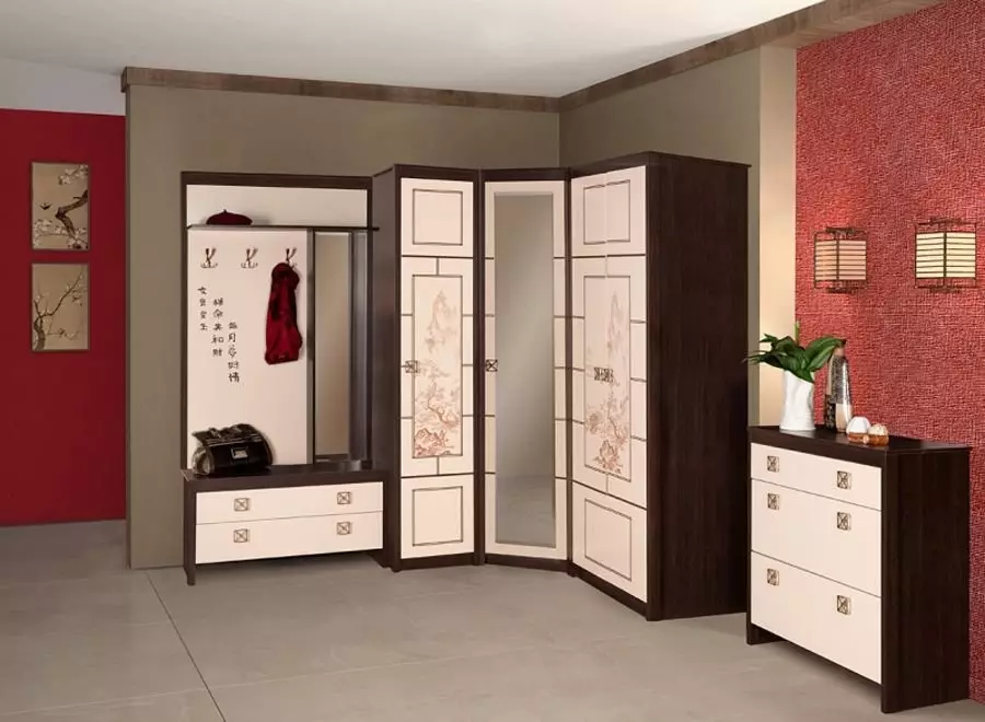 Modulare Möbel für eine Eingangshalle (65 Fotos): Eckmodul im Korridor, kleine Systemtiefe bis 40 cm, weiße Wände, Wenge-Farbmöbel und andere Optionen 9177_22