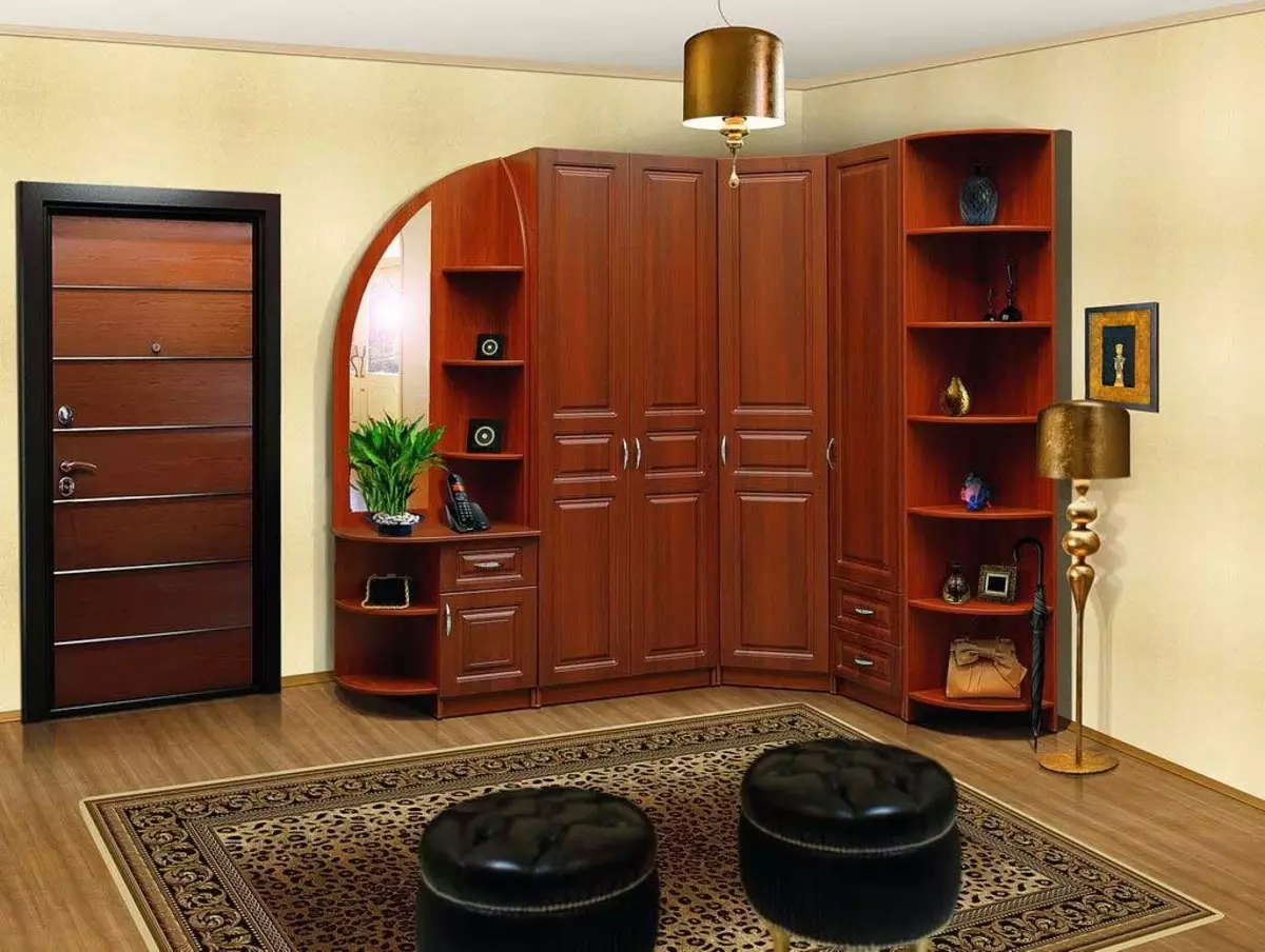 Modulare Möbel für eine Eingangshalle (65 Fotos): Eckmodul im Korridor, kleine Systemtiefe bis 40 cm, weiße Wände, Wenge-Farbmöbel und andere Optionen 9177_55
