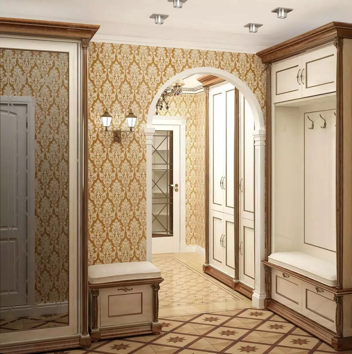 Design di un piccolo corridoio (74 foto): le idee dell'interno di piccoli corridoi in appartamenti. Come equipaggiare un corridoio stretto? 9179_30