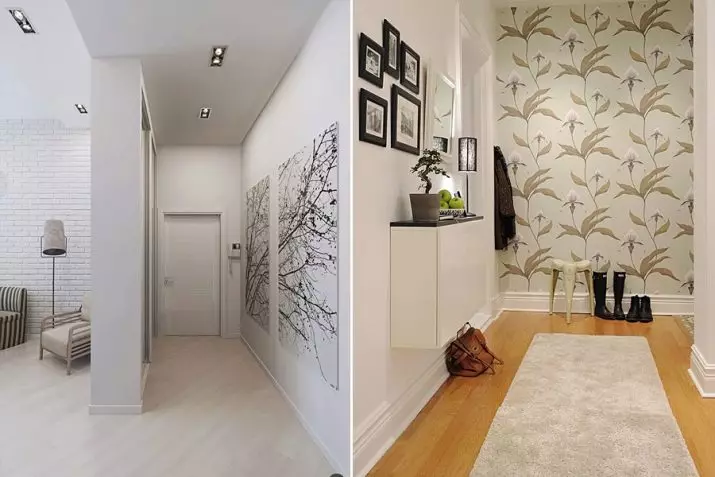 Desain koridor cilik (74 foto): ide-ide ing interior saka lorong cilik ing apartemen. Kepiye cara nglengkapi koridor sing sempit? 9179_33