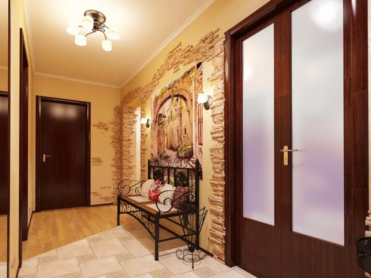 Design di un piccolo corridoio (74 foto): le idee dell'interno di piccoli corridoi in appartamenti. Come equipaggiare un corridoio stretto? 9179_35