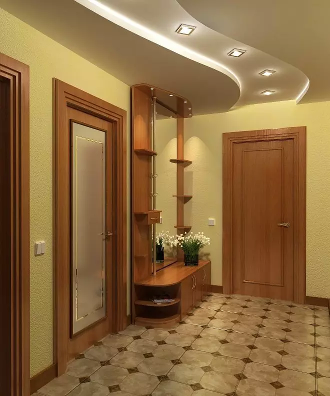 Desain koridor cilik (74 foto): ide-ide ing interior saka lorong cilik ing apartemen. Kepiye cara nglengkapi koridor sing sempit? 9179_40