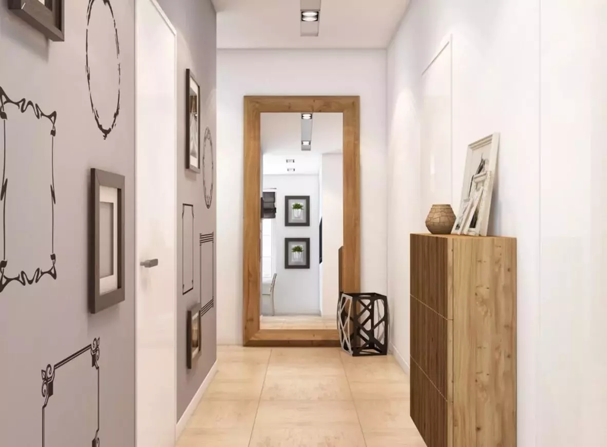 Design di un piccolo corridoio (74 foto): le idee dell'interno di piccoli corridoi in appartamenti. Come equipaggiare un corridoio stretto? 9179_5
