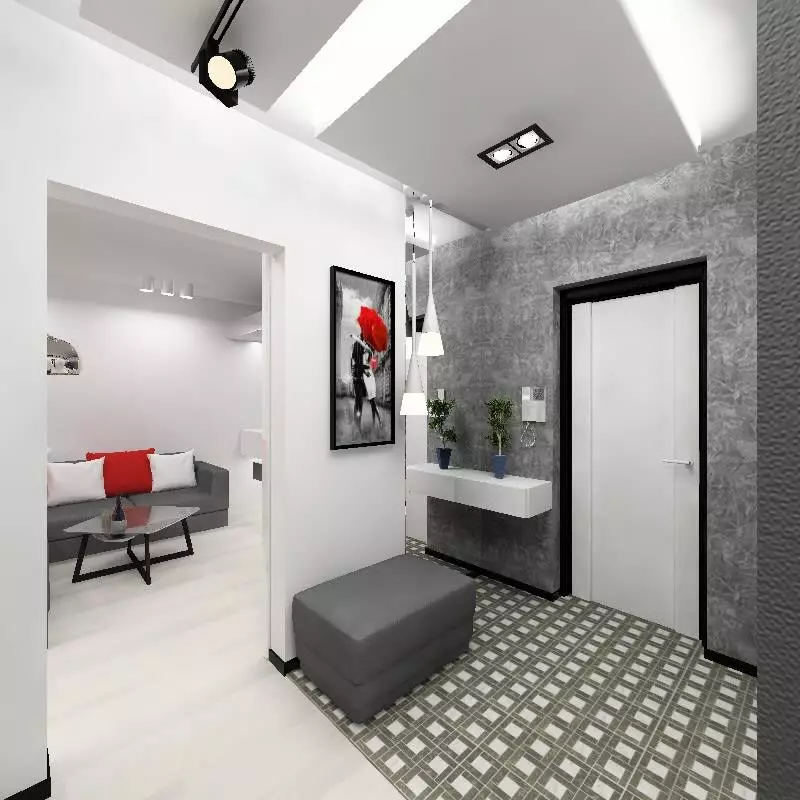 Design di un piccolo corridoio (74 foto): le idee dell'interno di piccoli corridoi in appartamenti. Come equipaggiare un corridoio stretto? 9179_53