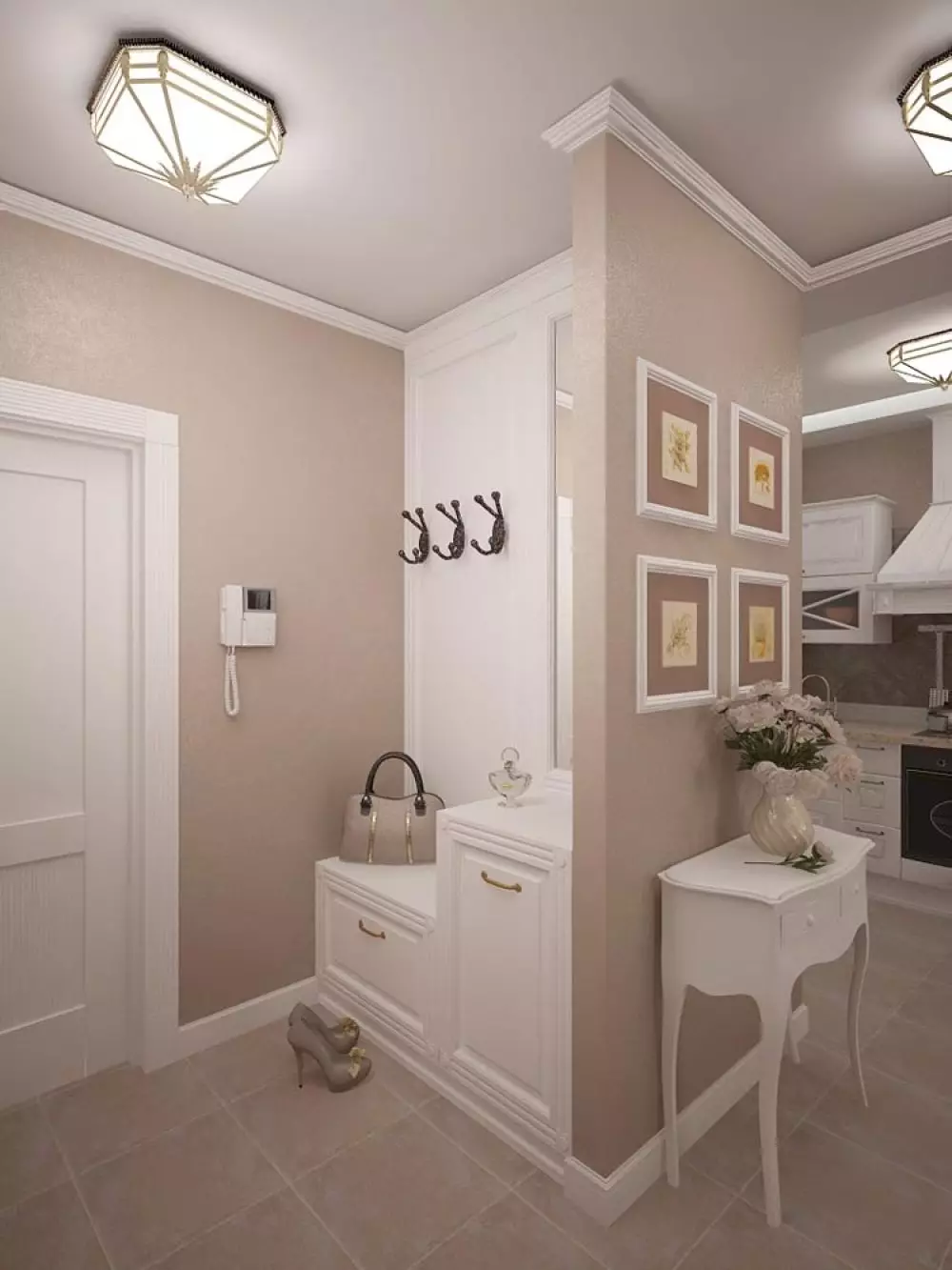 Design di un piccolo corridoio (74 foto): le idee dell'interno di piccoli corridoi in appartamenti. Come equipaggiare un corridoio stretto? 9179_55