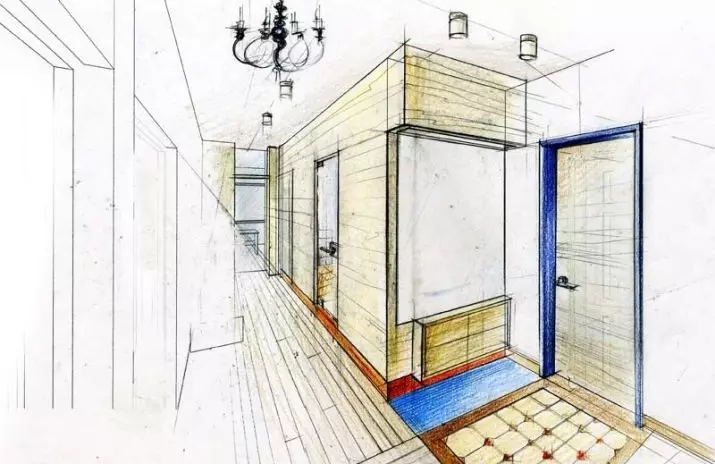 Desain koridor cilik (74 foto): ide-ide ing interior saka lorong cilik ing apartemen. Kepiye cara nglengkapi koridor sing sempit? 9179_6