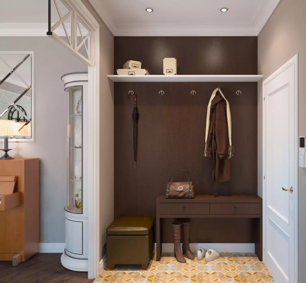 Design di un piccolo corridoio (74 foto): le idee dell'interno di piccoli corridoi in appartamenti. Come equipaggiare un corridoio stretto? 9179_71