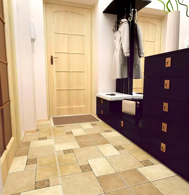 Pločice na podu u hodniku (99 fotografija): Opcije za dizajn poda u hodniku. Obrasci izrađeni od porculanskih kamenih softvera, pločica i drugih prekrasnih opcija 9181_51