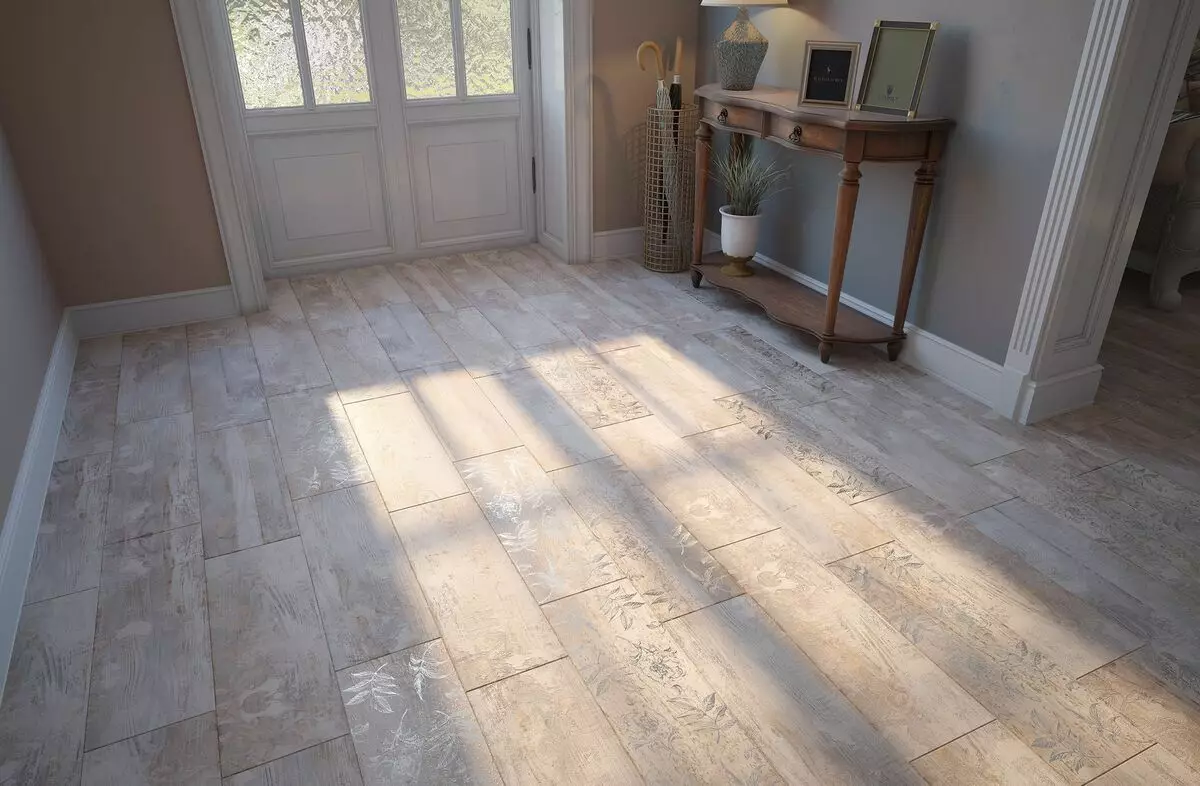 Ngói trên sàn trong hành lang (99 ảnh): Tùy chọn cho thiết kế gạch lát sàn ở hành lang. Các mẫu làm bằng đồ sứ bằng đá, tế bào ngói và các tùy chọn đẹp khác 9181_52