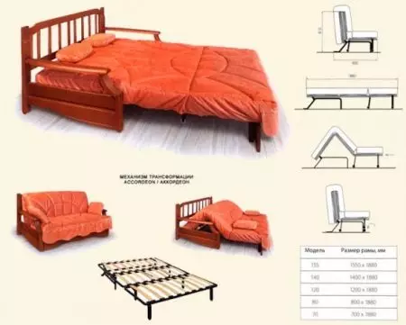 带“手风琴”机制的沙发和矫形床垫：一张没有扶手的沙发床，用于日常使用和其他型号 9184_22