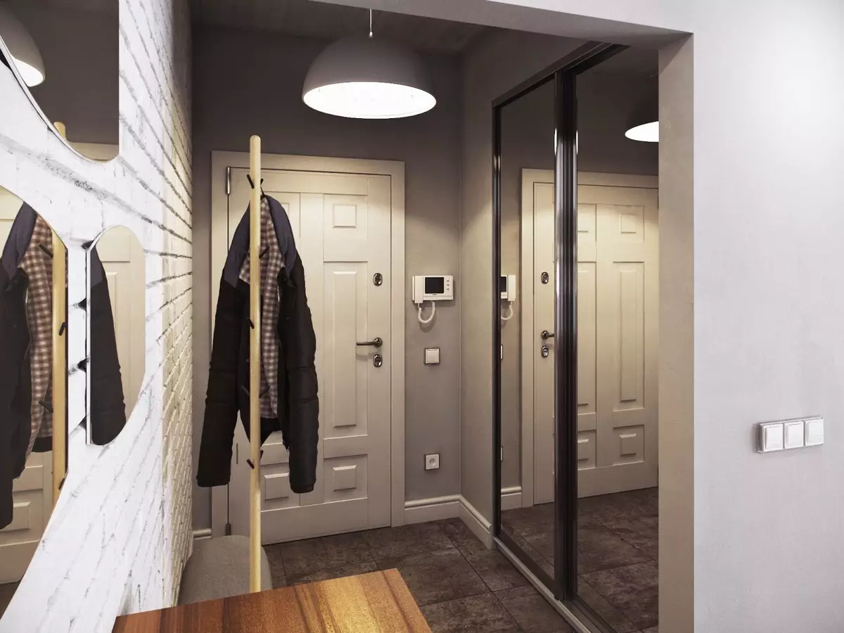 Grå inngangsparti (65 bilder): korridor design ideer i grå-hvite og andre farger. Vegger og dører, kjønn og møbler i grått i interiøret 9187_10