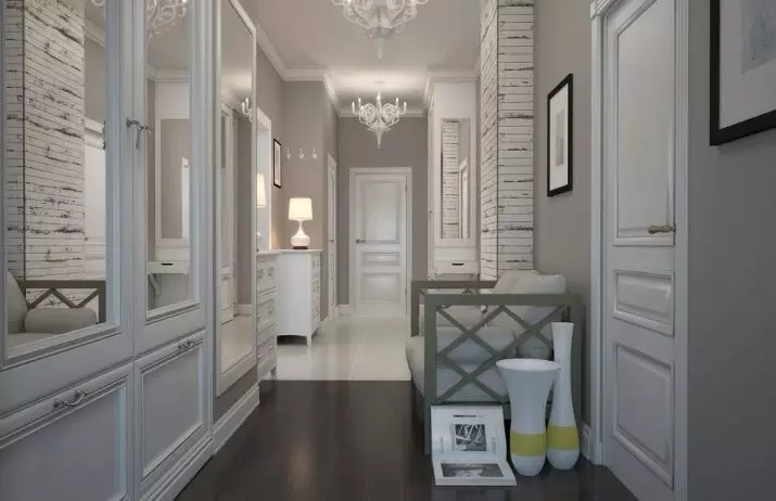 Hall d'entrée gris (65 photos): Corridor Design Idées en couleurs gris-blanc et autres. Murs et portes, sexe et meubles en gris à l'intérieur 9187_2