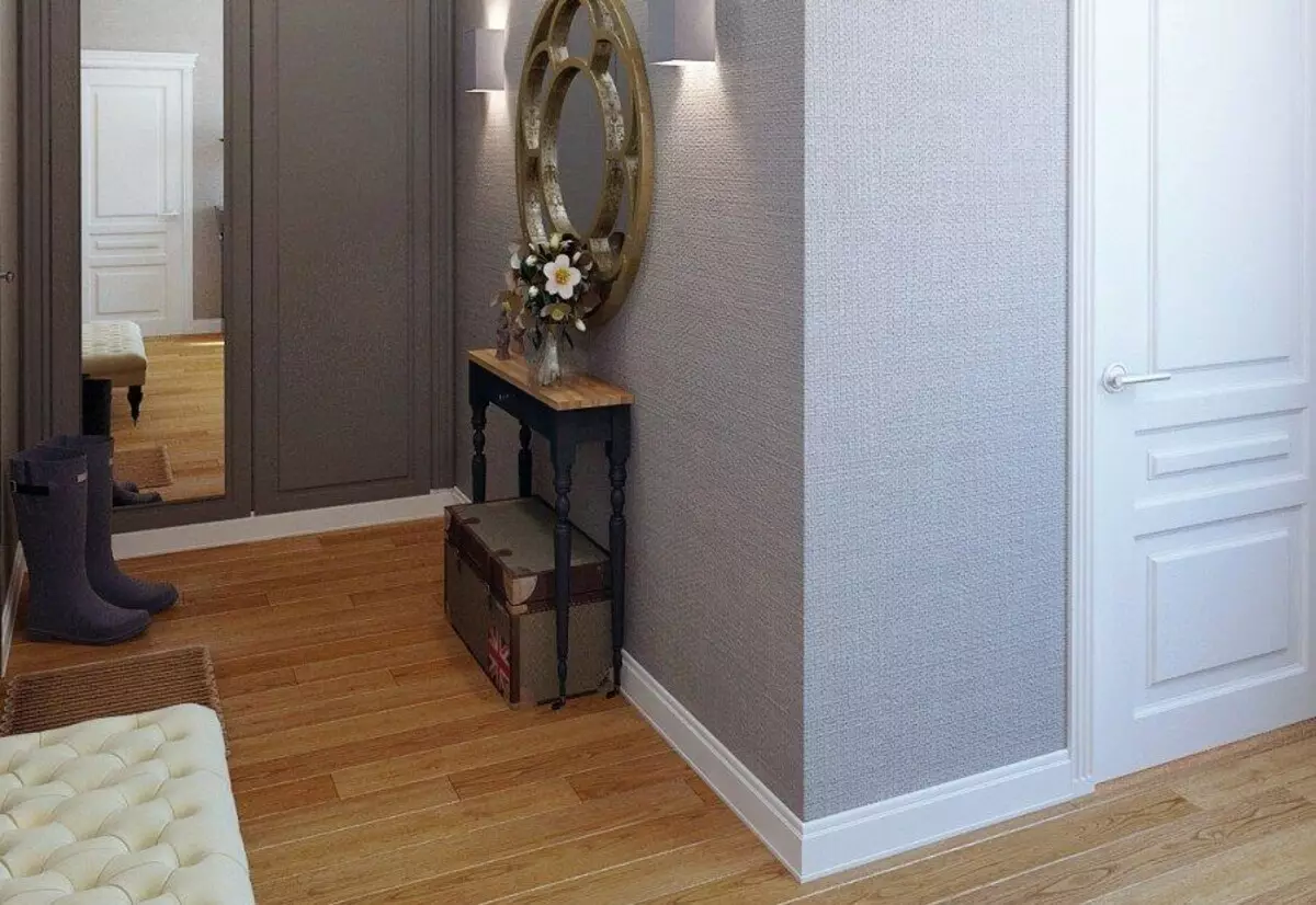 灰色入口大廳（65張照片）：走廊設計灰白色等顏色的想法。牆壁和門，性別和家具在室內灰色 9187_21