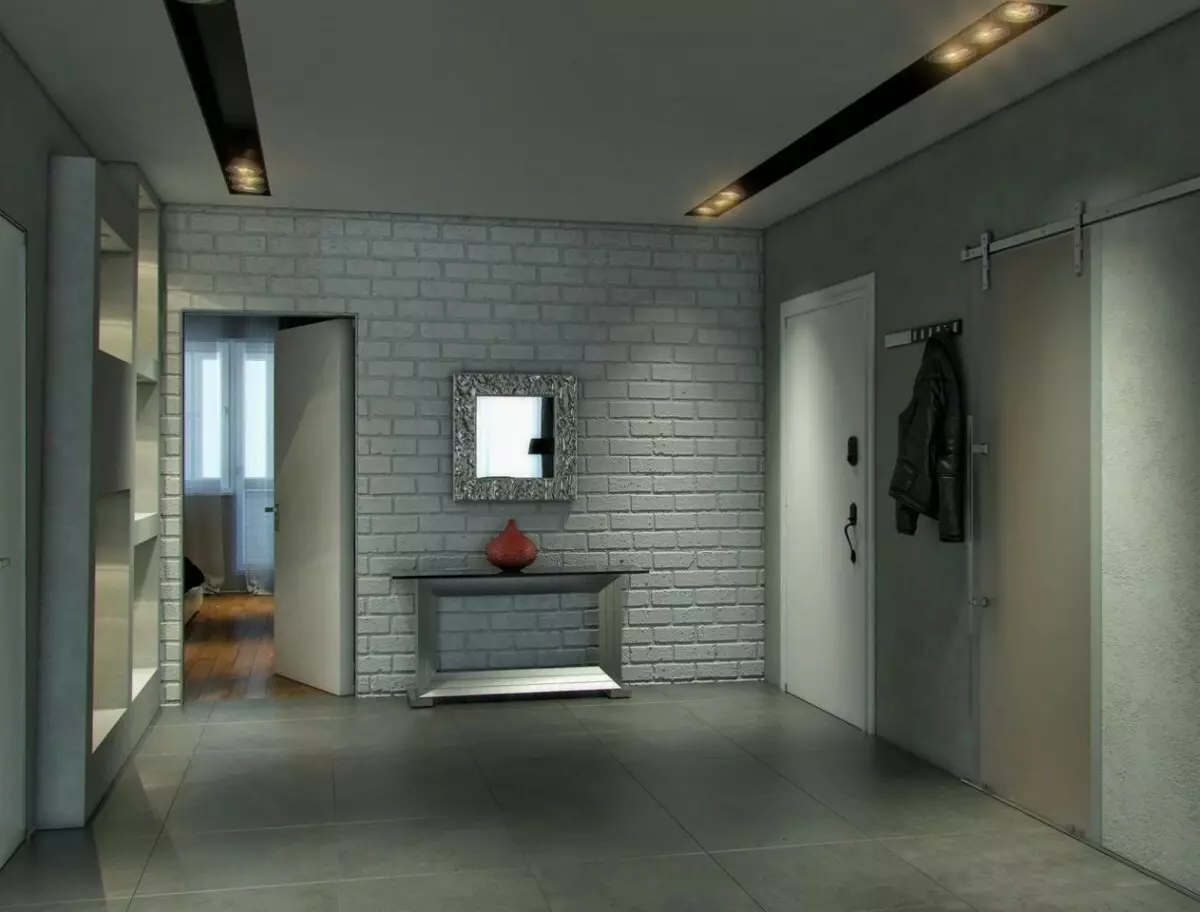 Grey Ingresso (65 foto): idee di design del corridoio in grigio-bianco e altri colori. Pareti e porte, genere e mobili in grigio nell'interno 9187_23