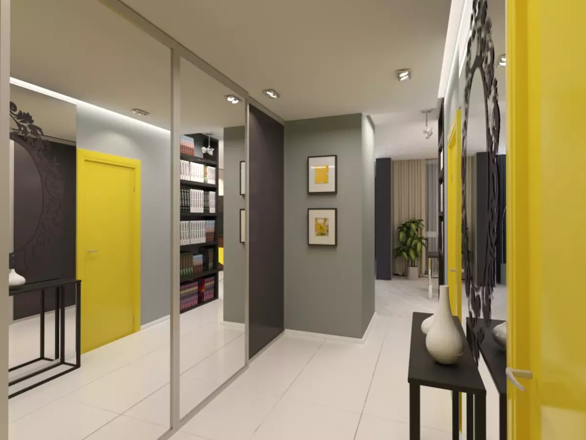 Γκρι είσοδος (65 φωτογραφίες): Ιδέες σχεδιασμού διάδρομο σε γκρι-λευκά και άλλα χρώματα. Τοίχοι και πόρτες, φύλο και έπιπλα σε γκρι στο εσωτερικό 9187_42