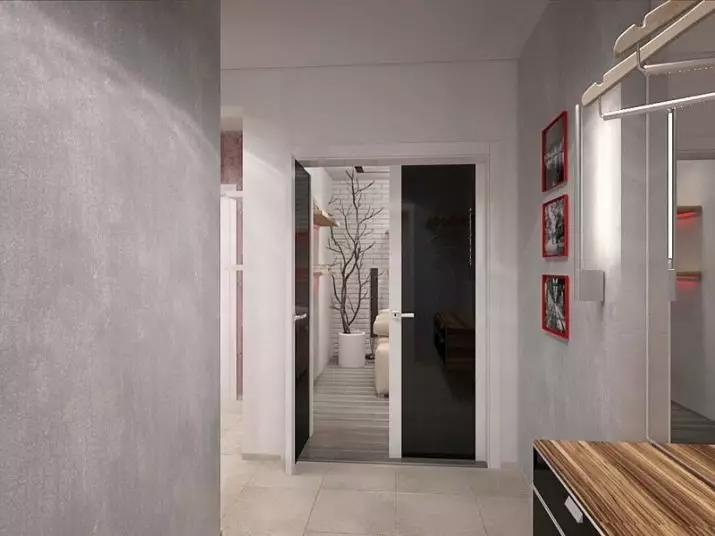 Harmaa sisäänkäynti (65 kuvaa): käytävän suunnitteluideat harmaa-valkoisissa ja muissa väreissä. Seinät ja ovet, sukupuoli ja huonekalut harmaalla sisustuksessa 9187_47