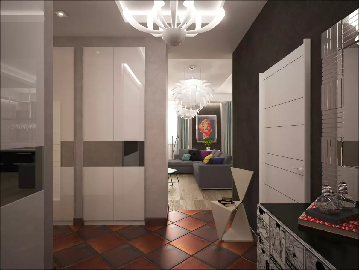 Сива влезна сала (65 фотографии): идеи за дизајн на коридорот во сива бела и други бои. Ѕидови и врати, пол и мебел во сива боја во внатрешноста 9187_5