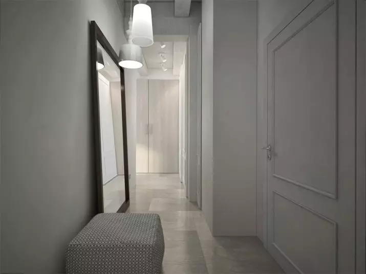 灰色のエントランスホール（65枚の写真）：灰色の白と他の色の廊下のデザインのアイデア。壁やドア、男女、男女と家具のインテリア 9187_7