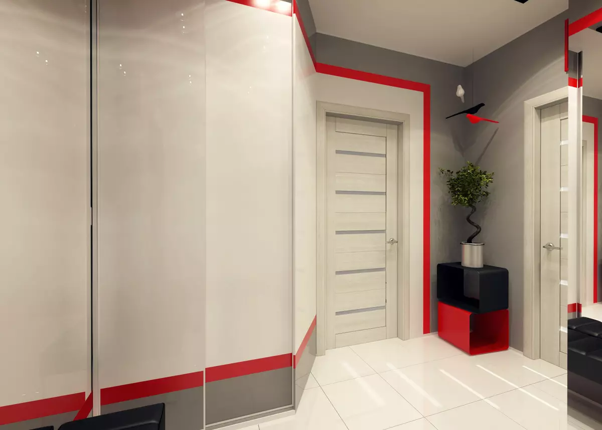 Сива влезна сала (65 фотографии): идеи за дизајн на коридорот во сива бела и други бои. Ѕидови и врати, пол и мебел во сива боја во внатрешноста 9187_8
