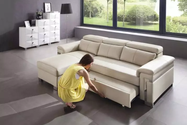 Apskaičiuota sofa (87 nuotraukos): aukšto lygio tiesioginiai modeliai 140 cm pločio, 120 cm ir 160 cm, knygos ir kiti transformacijos mechanizmai 9194_77