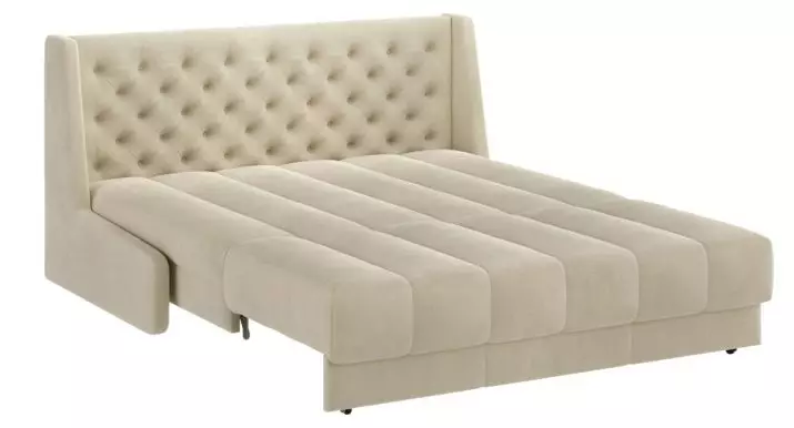 Apskaičiuota sofa (87 nuotraukos): aukšto lygio tiesioginiai modeliai 140 cm pločio, 120 cm ir 160 cm, knygos ir kiti transformacijos mechanizmai 9194_81