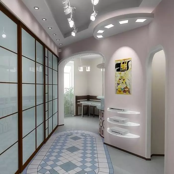 El diseño del pasillo es de 6 metros cuadrados. M (41 fotos): Opciones para el diseño del corredor cuadrado 2 para 3 en el apartamento, proyectos interiores 9197_39