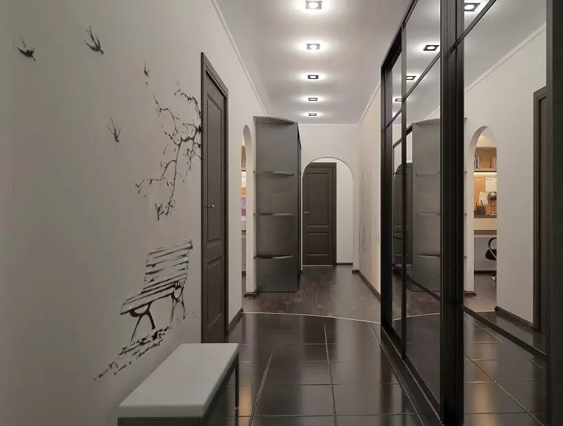 Oblikovanje koridorja (86 fotografij): najboljše ideje za ustvarjanje čudovite notranjosti hodnika v običajnem apartmaju, primeri projekta 9205_10