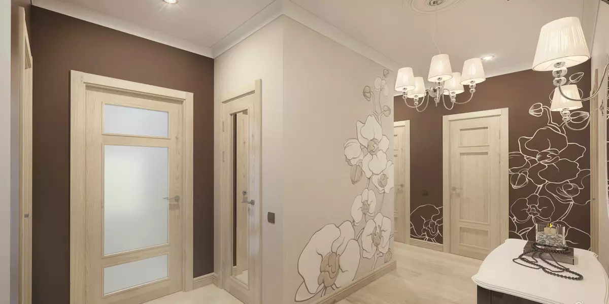 Korridorns design (86 bilder): de bästa idéerna för att skapa ett vackert inre av korridoren i den vanliga lägenheten, projektexempel 9205_39