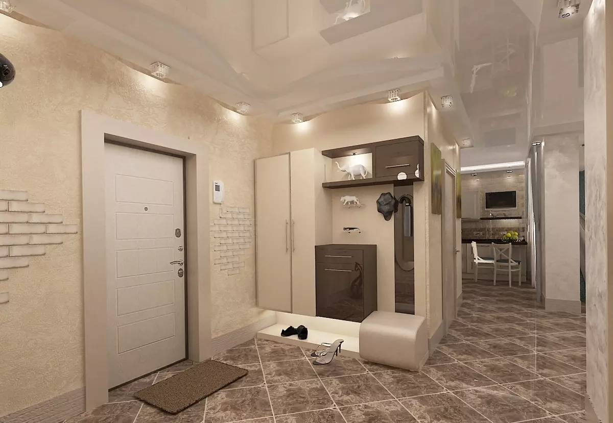 Thiết kế của hành lang (86 ảnh): Những ý tưởng tốt nhất để tạo ra một nội thất đẹp của hành lang trong căn hộ thông thường, ví dụ dự án 9205_4
