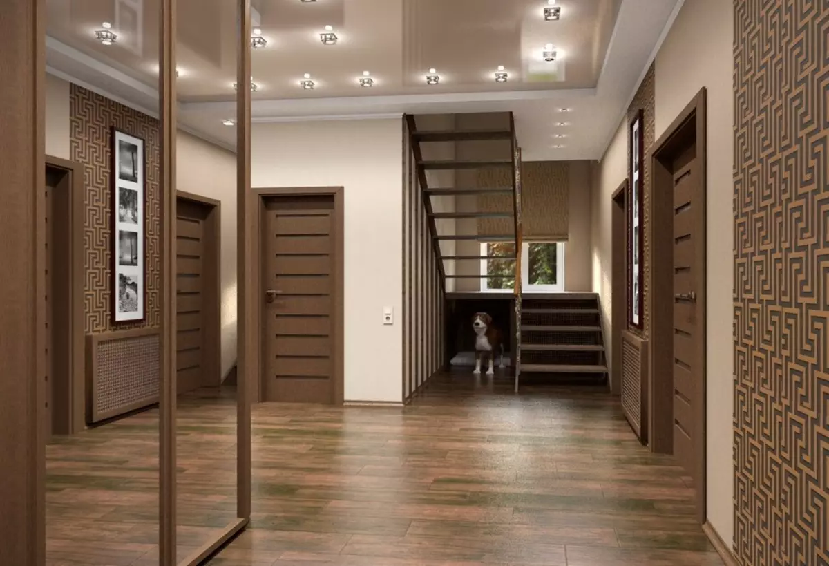 Hallway Design (163 bilder): Interessant interiørdesign ideer i leiligheten, prosjekter for å skape vakre designer rom 9207_123