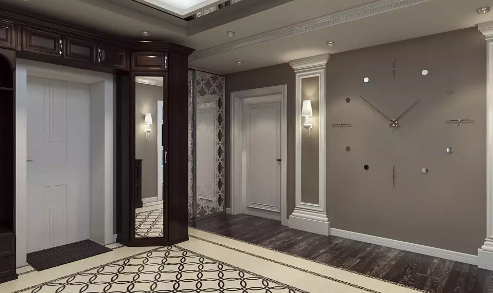 Hallway Design (163 bilder): Interessant interiørdesign ideer i leiligheten, prosjekter for å skape vakre designer rom 9207_79