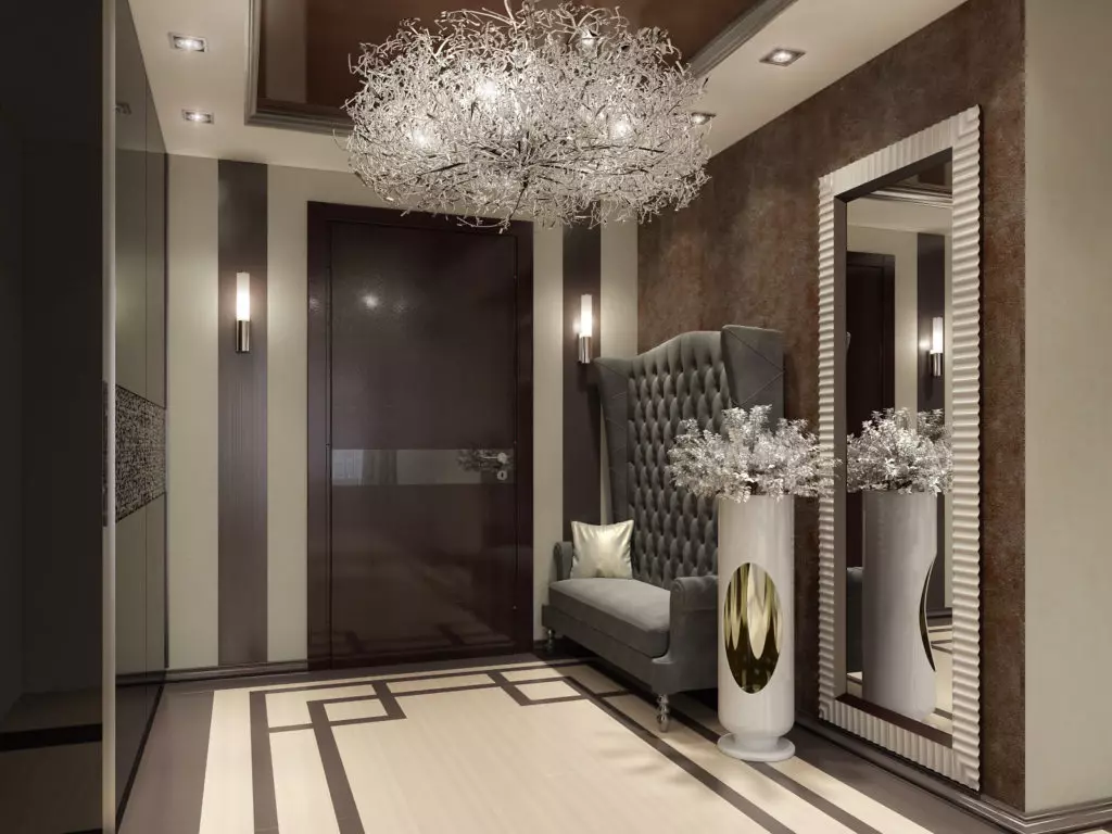 Hallway Design (163 bilder): Interessant interiørdesign ideer i leiligheten, prosjekter for å skape vakre designer rom 9207_81